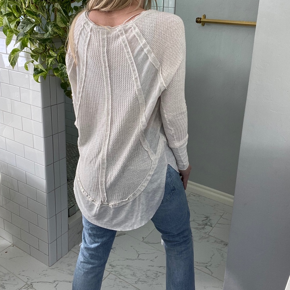 Free People white waffle knit top NWOT